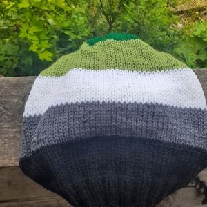 As romantic inspired hand knitted slouchy hat